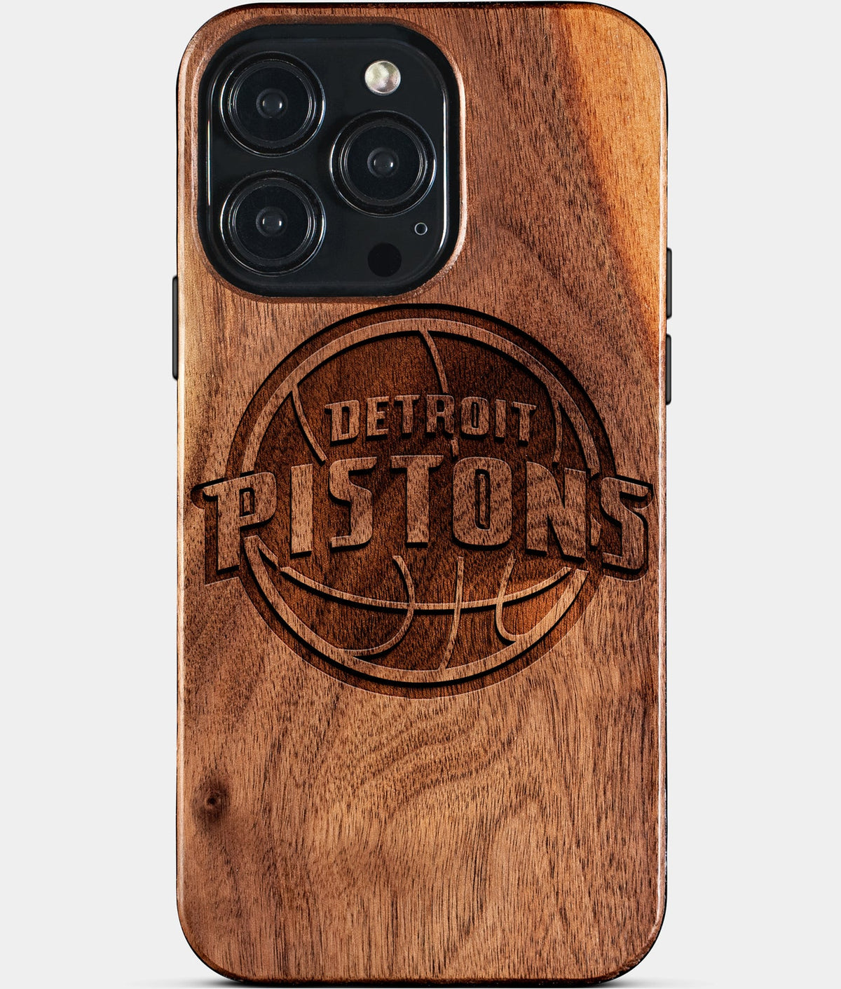 Custom Detroit Pistons iPhone 15/15 Pro/15 Pro Max/15 Plus Case - Wood Pistons Cover - Eco-friendly Detroit Pistons iPhone 15 Case - Carved Wood Custom Detroit Pistons Gift For Him - Monogrammed Personalized iPhone 15 Cover By Aldergrove & Oak