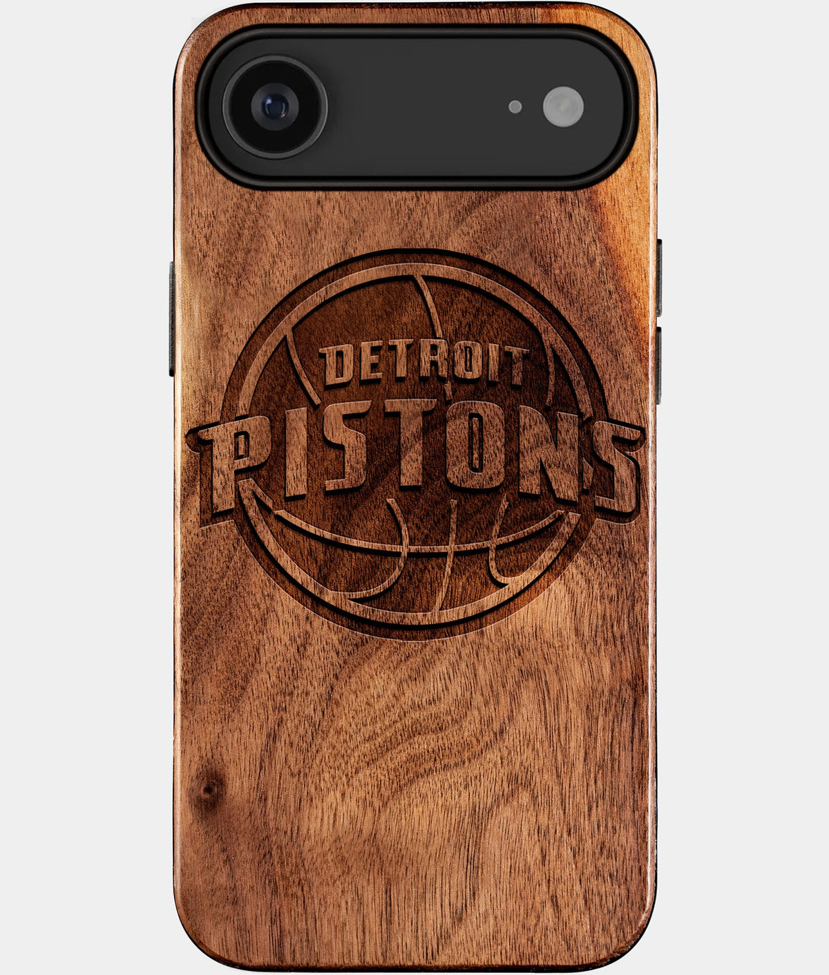 Eco-friendly Detroit Pistons iPhone 17 Air Case - Carved Wood Custom Detroit Pistons Gift For Him - Monogrammed Personalized iPhone 17 Air Cover By Aldergrove & Oak