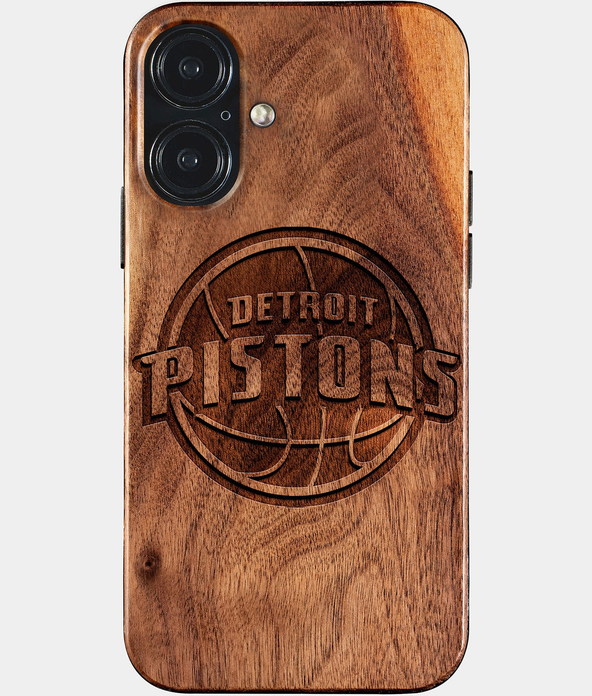Eco-friendly Detroit Pistons iPhone 17 Case - Carved Wood Custom Detroit Pistons Gift For Him - Monogrammed Personalized iPhone 17 Cover By Aldergrove & Oak