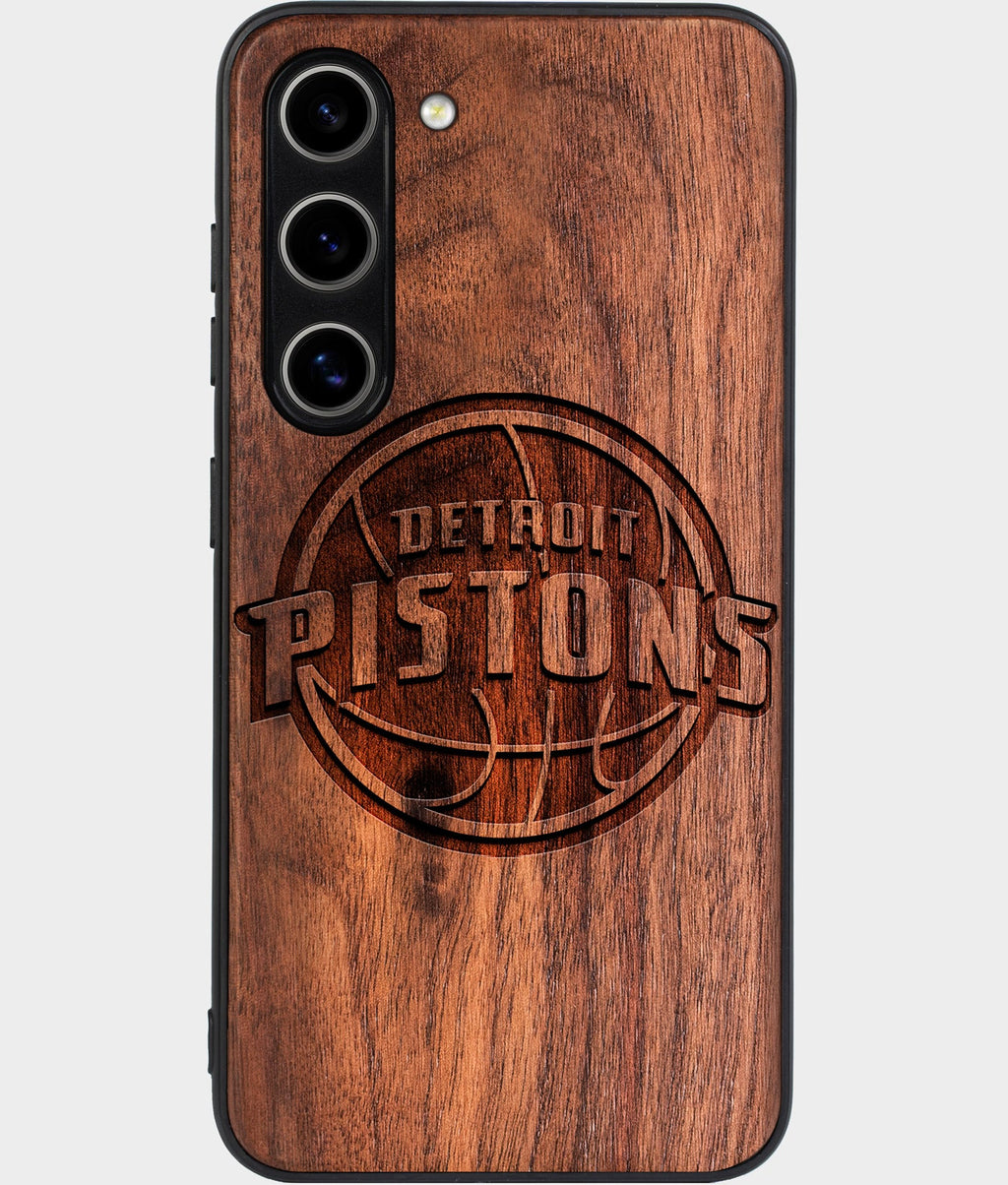 Best Wood Detroit Pistons Galaxy S25 Case - Custom Engraved Cover - Aldergrove & Oak