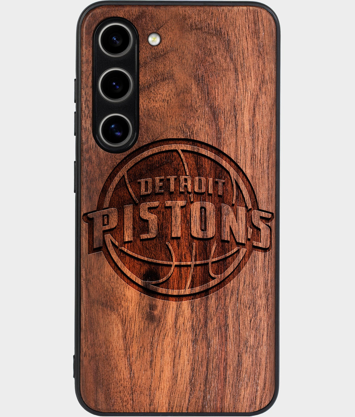 Best Wood Detroit Pistons Galaxy S26 Case - Custom Engraved Cover - Aldergrove & Oak