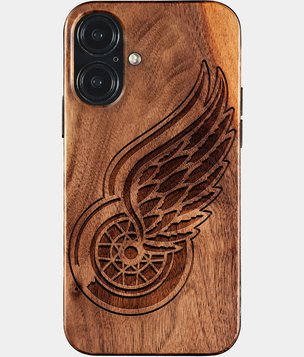 Eco-friendly Detroit Red Wings iPhone 17 Case - Carved Wood Custom Detroit Red Wings Gift For Him - Monogrammed Personalized iPhone 17 Cover By Aldergrove & Oak