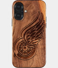 Eco-friendly Detroit Red Wings iPhone 17 Case - Carved Wood Custom Detroit Red Wings Gift For Him - Monogrammed Personalized iPhone 17 Cover By Aldergrove & Oak