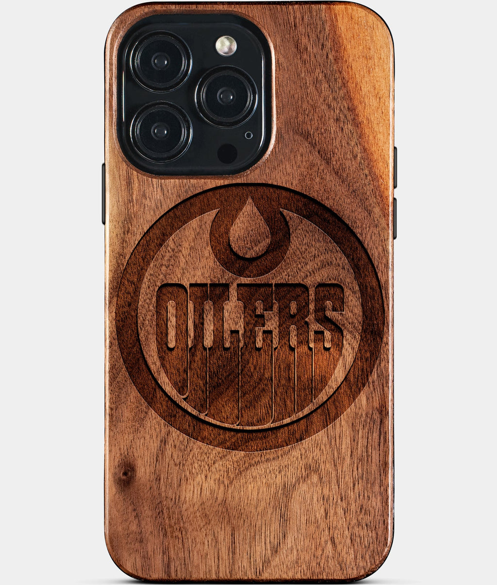 Custom Edmonton Oilers iPhone 15/15 Pro/15 Pro Max/15 Plus Case - Wood Oilers Cover - Eco-friendly Edmonton Oilers iPhone 15 Case - Carved Wood Custom Edmonton Oilers Gift For Him - Monogrammed Personalized iPhone 15 Cover By Aldergrove & Oak
