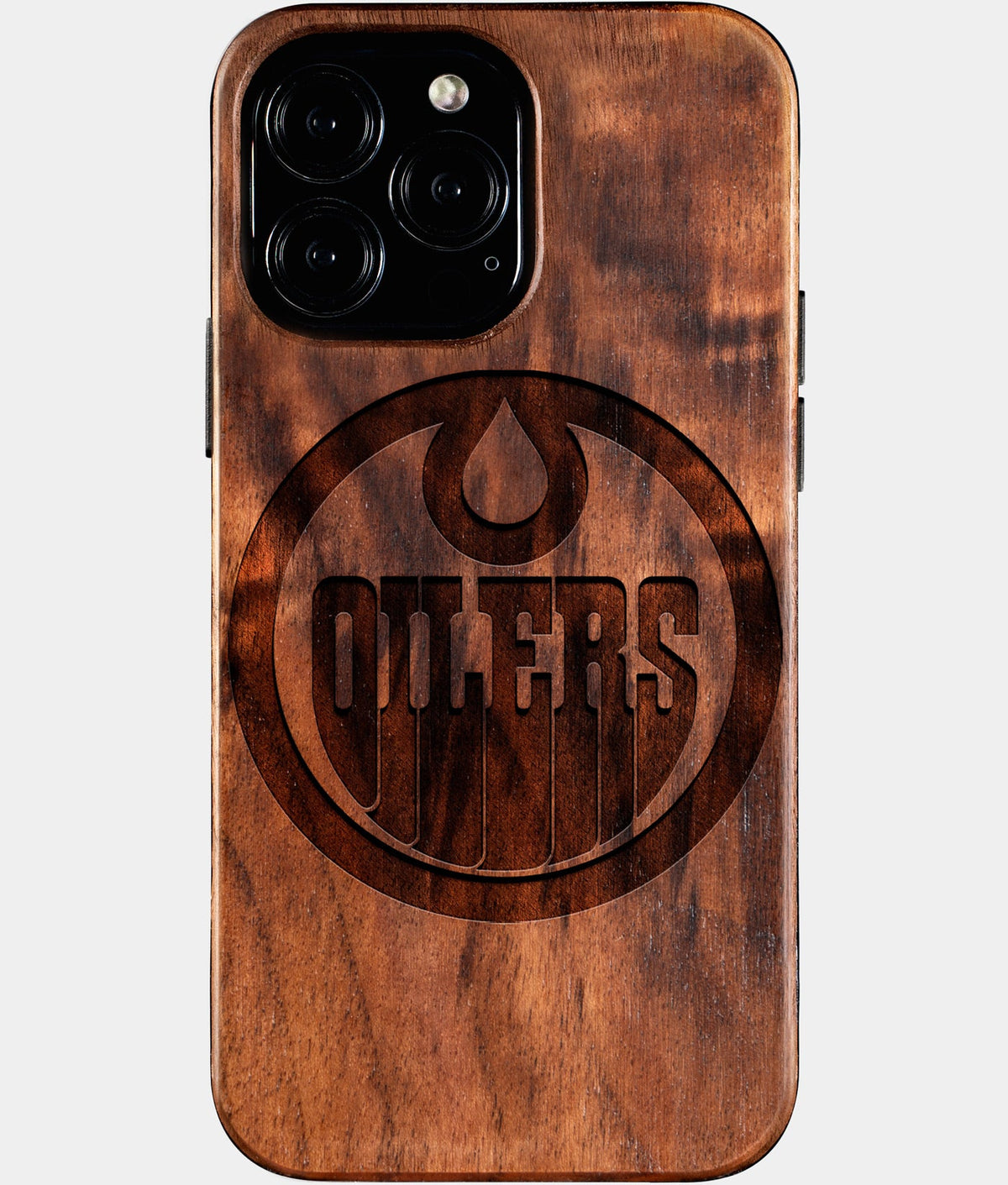 Custom Edmonton Oilers iPhone 16/16 Pro/16 Pro Max/16 Plus Case - Wood Oilers Cover - Eco-friendly Edmonton Oilers iPhone 16 Case - Carved Wood Custom Edmonton Oilers Gift For Him - Monogrammed Personalized iPhone 16 Cover By Aldergrove & Oak