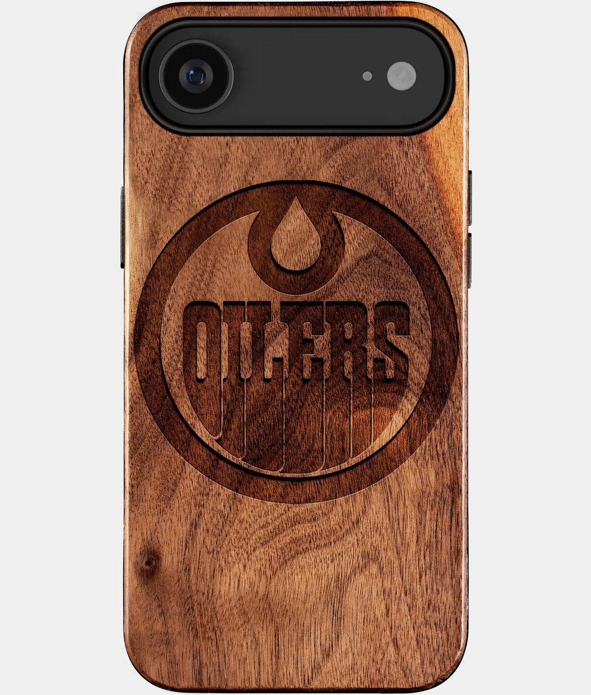 Eco-friendly Edmonton Oilers iPhone 17 Air Case - Carved Wood Custom Edmonton Oilers Gift For Him - Monogrammed Personalized iPhone 17 Air Cover By Aldergrove & Oak