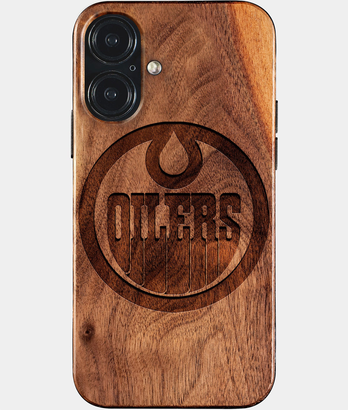 Eco-friendly Edmonton Oilers iPhone 17 Case - Carved Wood Custom Edmonton Oilers Gift For Him - Monogrammed Personalized iPhone 17 Cover By Aldergrove & Oak