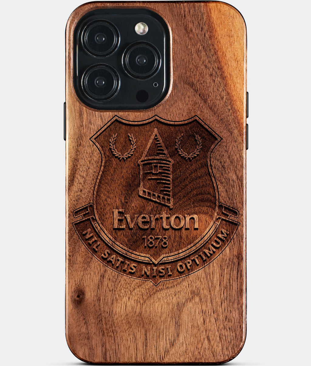 Custom Everton F.C. iPhone 15/15 Pro/15 Pro Max/15 Plus Case - Wood Everton FC Cover - Eco-friendly Everton FC iPhone 15 Case - Carved Wood Custom Everton FC Gift For Him - Monogrammed Personalized iPhone 15 Cover By Aldergrove & Oak