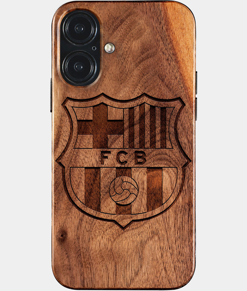 Eco-friendly FC Barcelona iPhone 17 Case - Carved Wood Custom FC Barcelona Gift For Him - Monogrammed Personalized iPhone 17 Cover By Aldergrove & Oak
