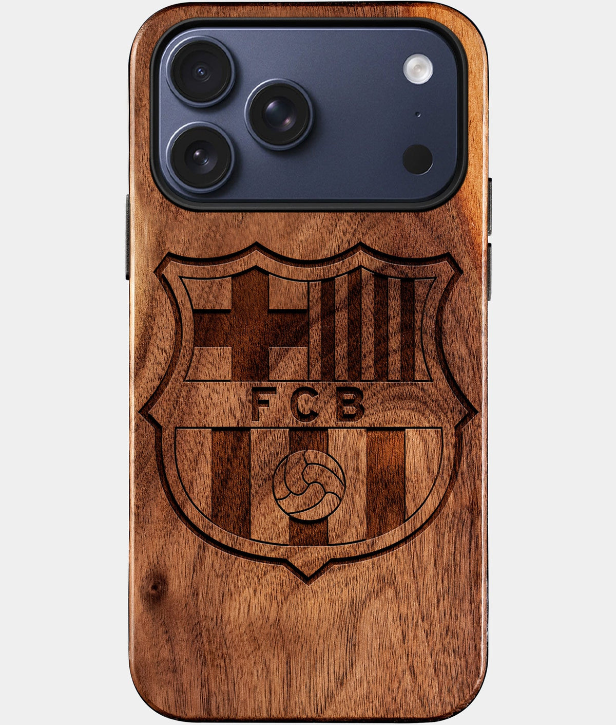 Custom FC Barcelona iPhone 17/17 Pro/17 Pro Max/17 Air Case - Wood FC Barcelona Cover - Eco-friendly FC Barcelona iPhone 17 Case - Carved Wood Custom FC Barcelona Gift For Him - Monogrammed Personalized iPhone 17 Cover By Aldergrove & Oak