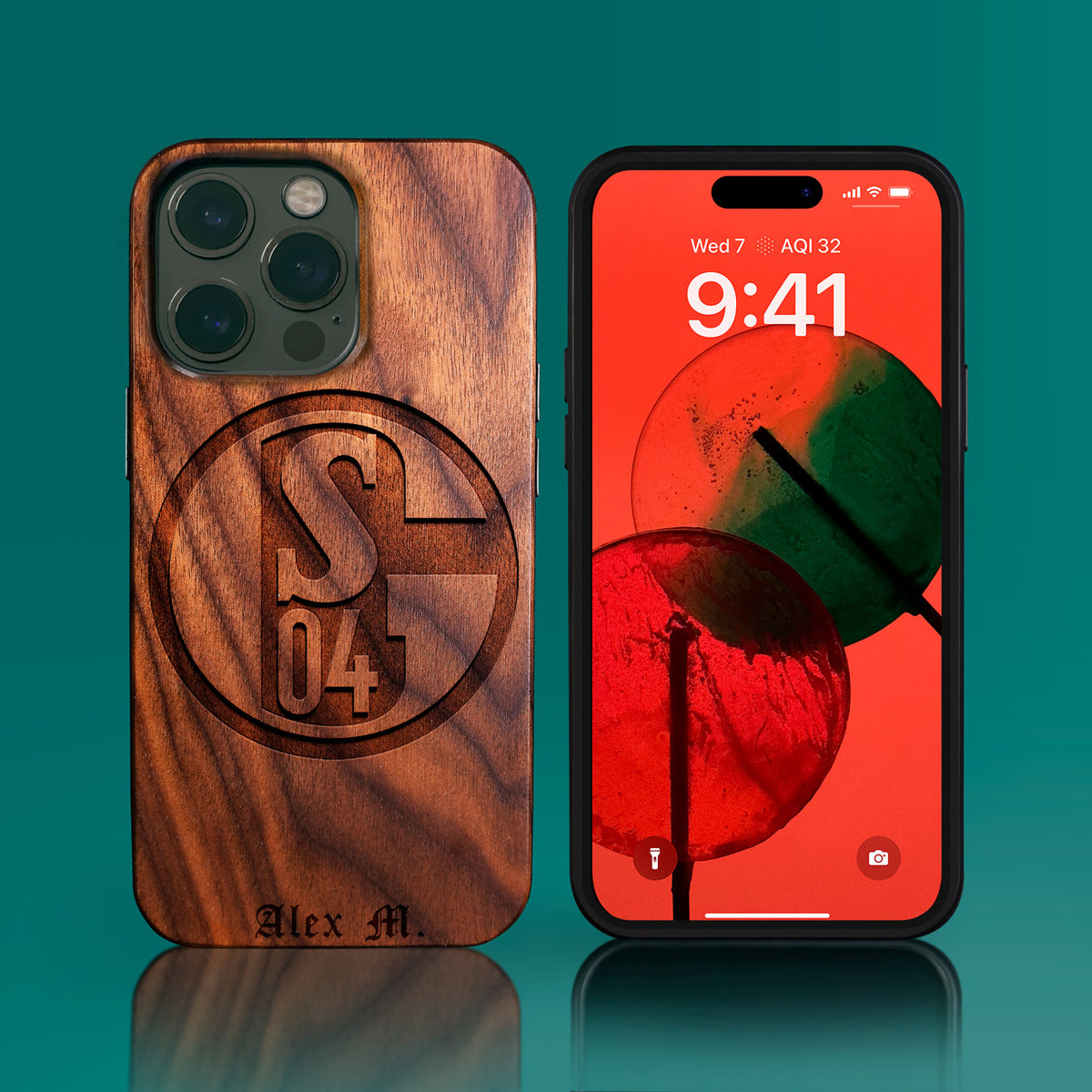 Custom FC Schalke 04 iPhone 14/14 Pro/14 Pro Max/14 Plus Case - Carved Wood FC Schalke 04 Cover