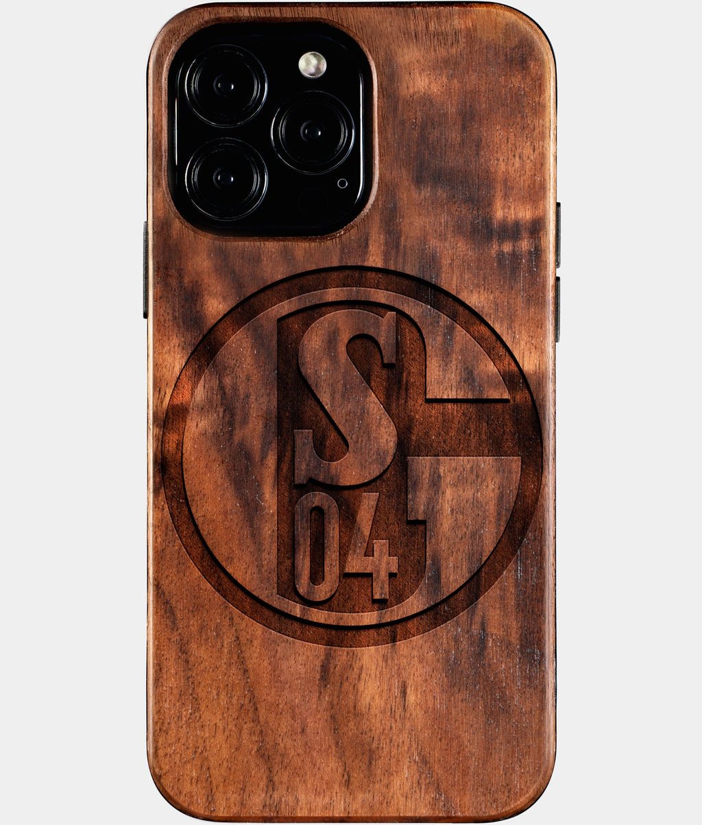 Custom FC Schalke 04 iPhone 16/16 Pro/16 Pro Max/16 Plus Case - Wood FC Schalke 04 Cover - Eco-friendly FC Schalke 04 iPhone 16 Case - Carved Wood Custom FC Schalke 04 Gift For Him - Monogrammed Personalized iPhone 16 Cover By Aldergrove & Oak