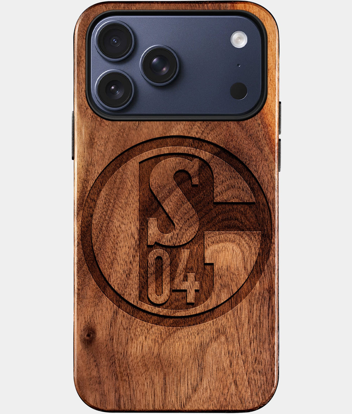 Eco-friendly FC Schalke 04 iPhone 17 Pro Max Case - Carved Wood Custom FC Schalke 04 Gift For Him - Monogrammed Personalized iPhone 17 Pro Max Cover By Aldergrove & Oak