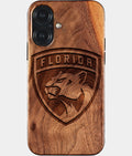 Eco-friendly Florida Panthers iPhone 17 Case - Carved Wood Custom Florida Panthers Gift For Him - Monogrammed Personalized iPhone 17 Cover By Aldergrove & Oak