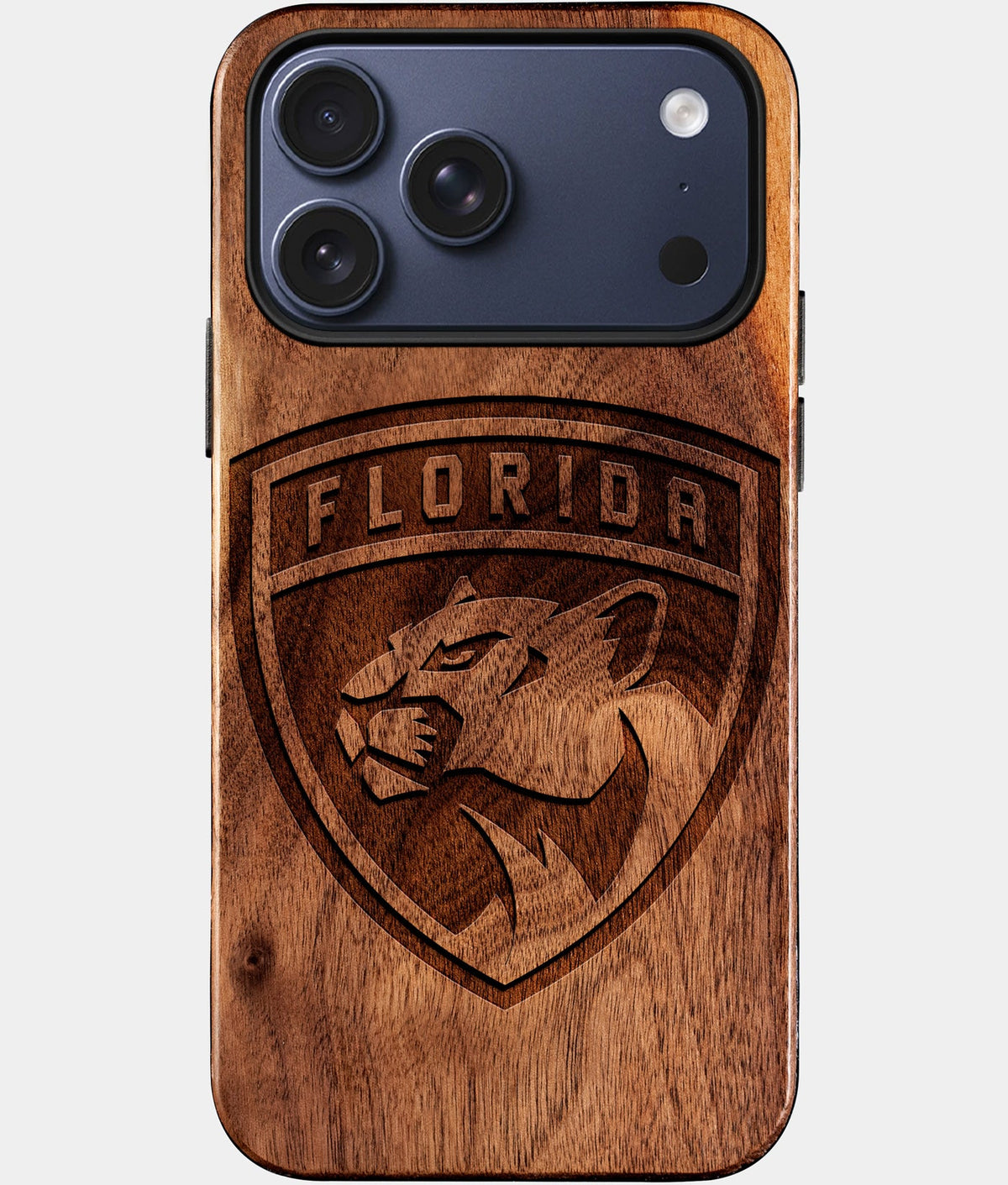 Eco-friendly Florida Panthers iPhone 17 Pro Case - Carved Wood Custom Florida Panthers Gift For Him - Monogrammed Personalized iPhone 17 Pro Cover By Aldergrove & Oak