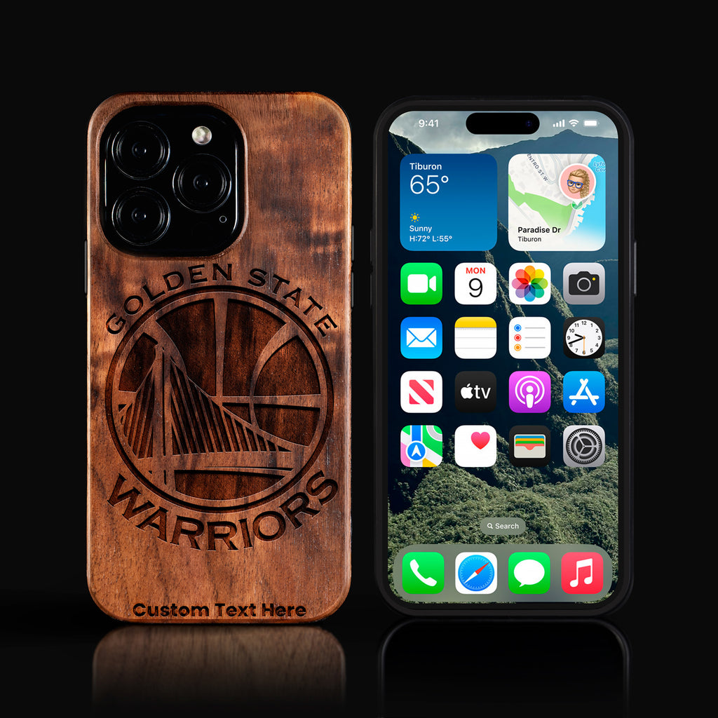 Custom Golden State Warriors iPhone 16/16 Pro/16 Pro Max/16 Plus Case - Carved Wood Warriors Cover
