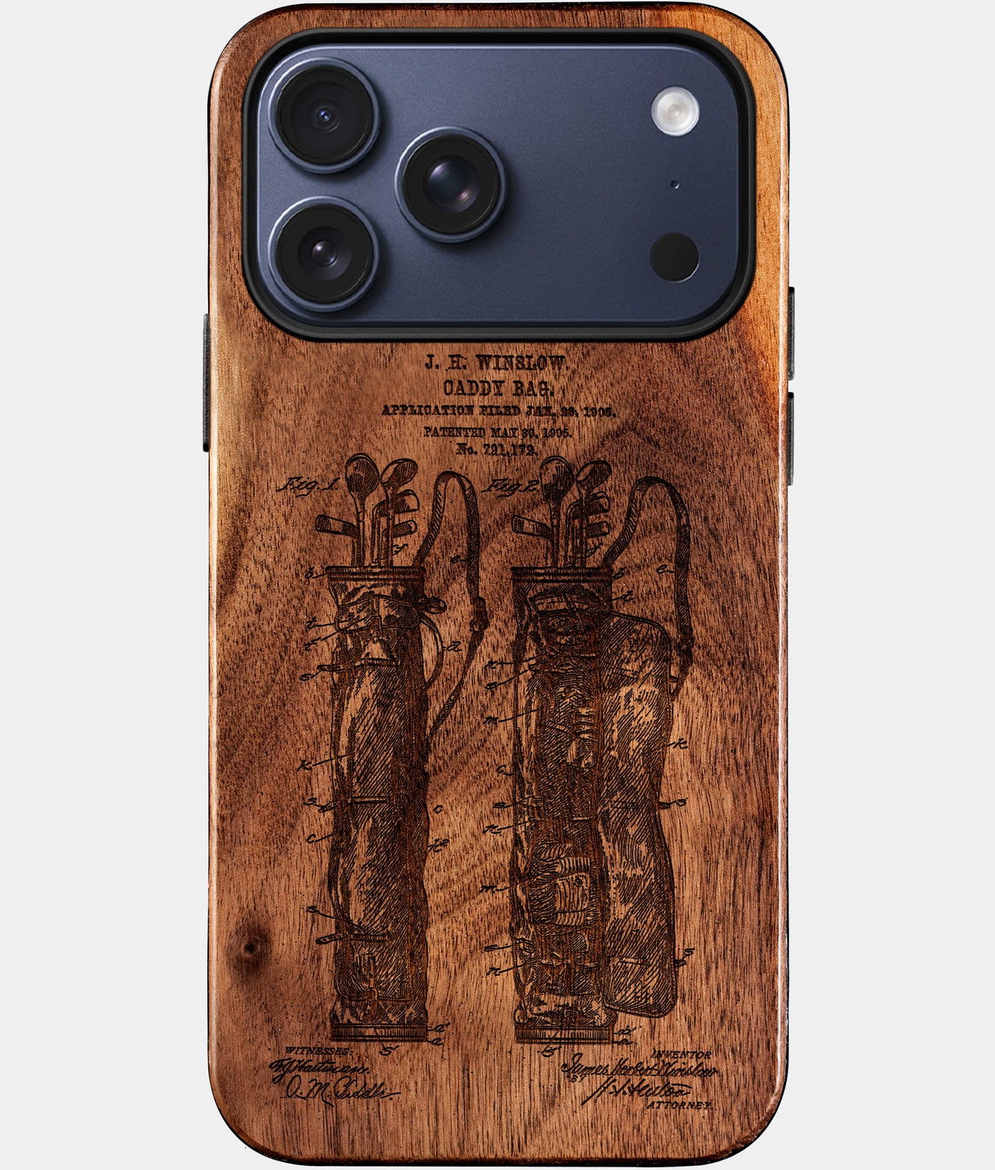 Custom Golf Caddy Bag iPhone 17/17 Pro/17 Pro Max/17 Air Case - Carved Wood Golf Cover