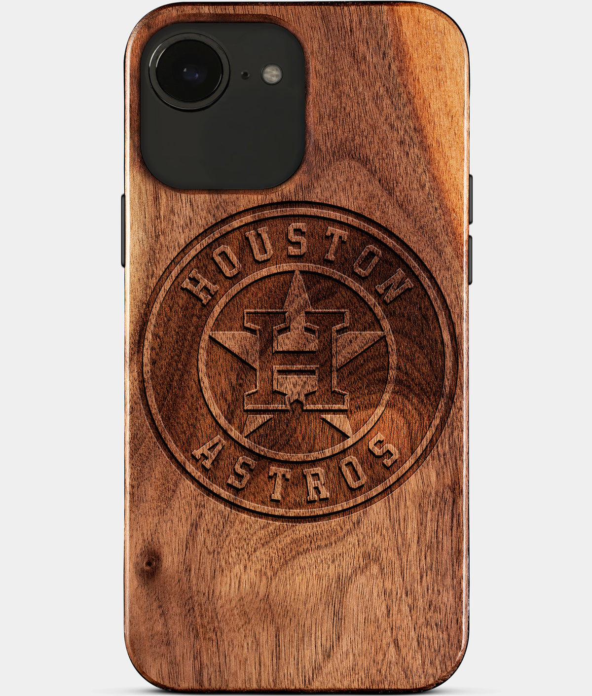 Eco-friendly Houston Astros iPhone 17e Case - Carved Wood Custom Houston Astros Gift For Him - Monogrammed Personalized iPhone 17e Cover By Aldergrove & Oak