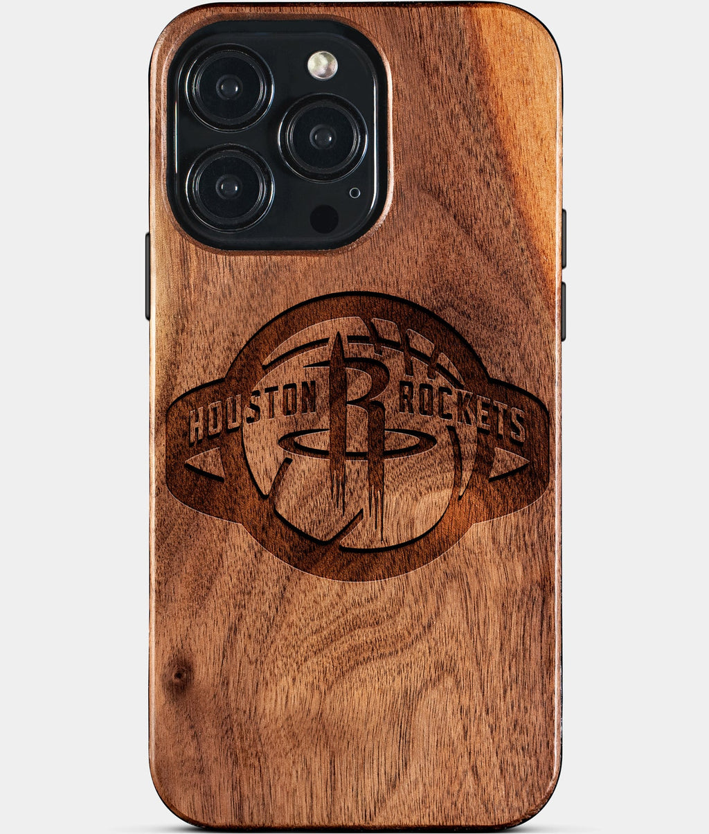 Custom Houston Rockets iPhone 15/15 Pro/15 Pro Max/15 Plus Case - Wood Rockets Cover - Eco-friendly Houston Rockets iPhone 15 Case - Carved Wood Custom Houston Rockets Gift For Him - Monogrammed Personalized iPhone 15 Cover By Aldergrove & Oak