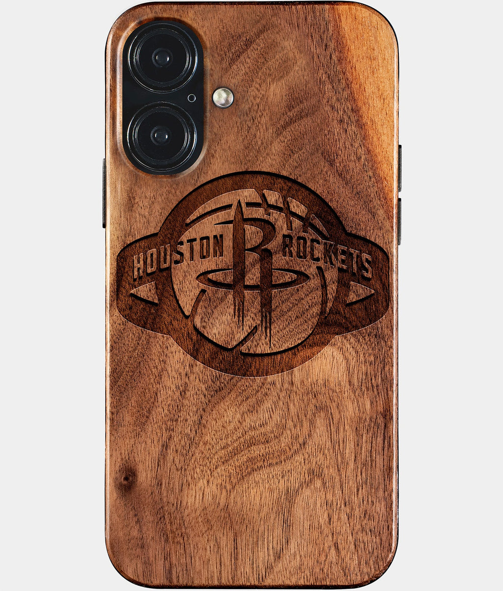 Eco-friendly Houston Rockets iPhone 17 Case - Carved Wood Custom Houston Rockets Gift For Him - Monogrammed Personalized iPhone 17 Cover By Aldergrove & Oak
