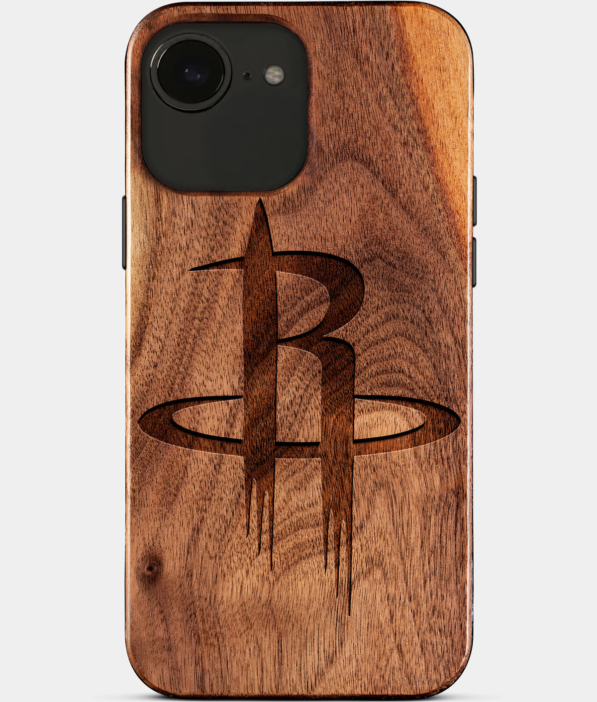 Eco-friendly Houston Rockets iPhone 17e Case - Carved Wood Custom Houston Rockets Gift For Him - Monogrammed Personalized iPhone 17e Cover By Aldergrove & Oak