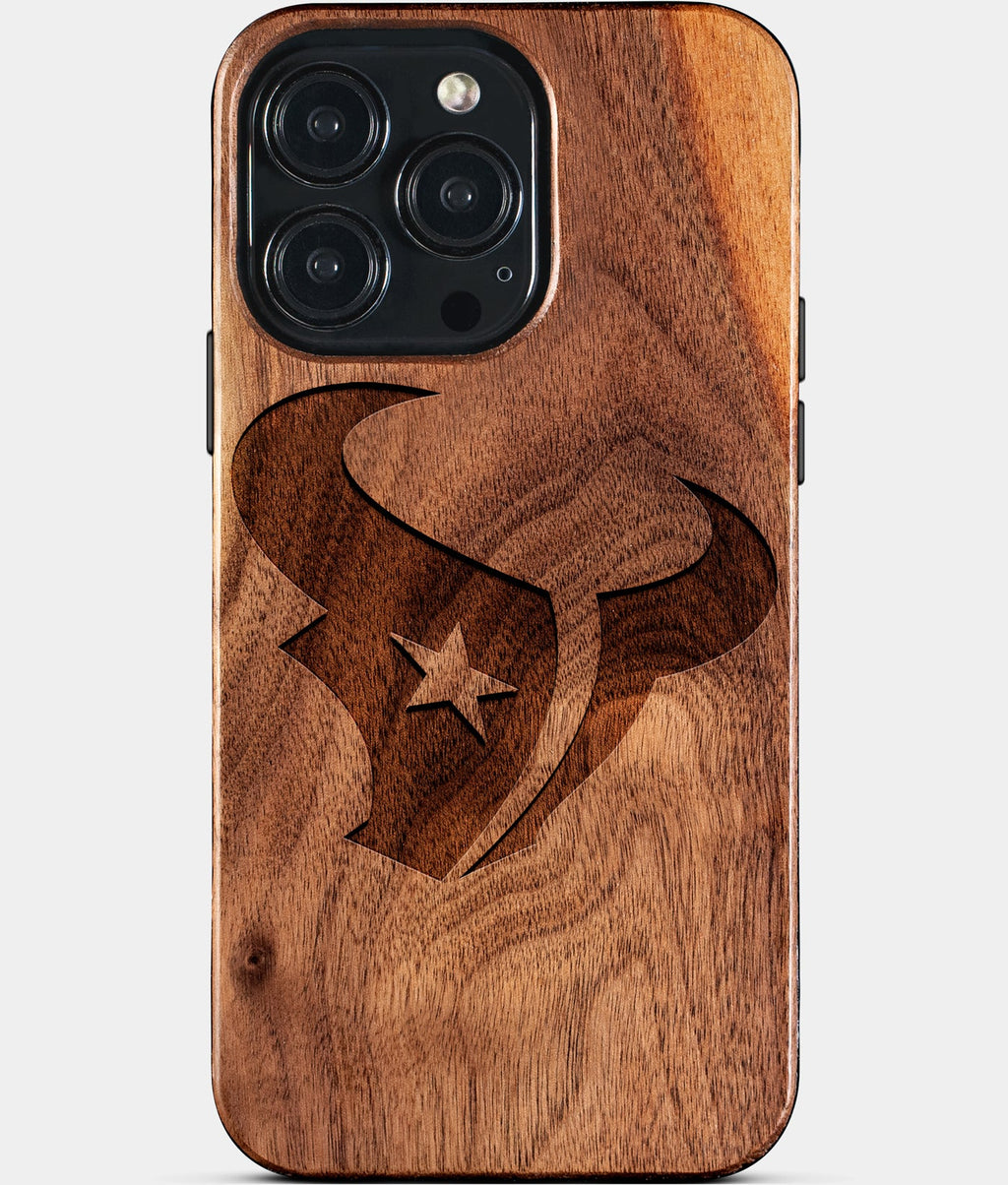Custom Houston Texans iPhone 15/15 Pro/15 Pro Max/15 Plus Case - Wood Texans Cover - Eco-friendly Houston Texans iPhone 15 Case - Carved Wood Custom Houston Texans Gift For Him - Monogrammed Personalized iPhone 15 Cover By Aldergrove & Oak