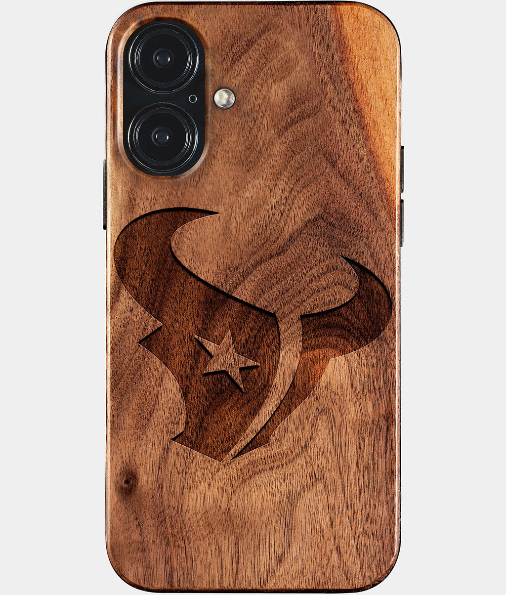 Eco-friendly Houston Texans iPhone 17 Case - Carved Wood Custom Houston Texans Gift For Him - Monogrammed Personalized iPhone 17 Cover By Aldergrove & Oak