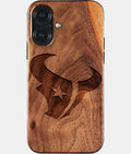 Eco-friendly Houston Texans iPhone 17 Case - Carved Wood Custom Houston Texans Gift For Him - Monogrammed Personalized iPhone 17 Cover By Aldergrove & Oak