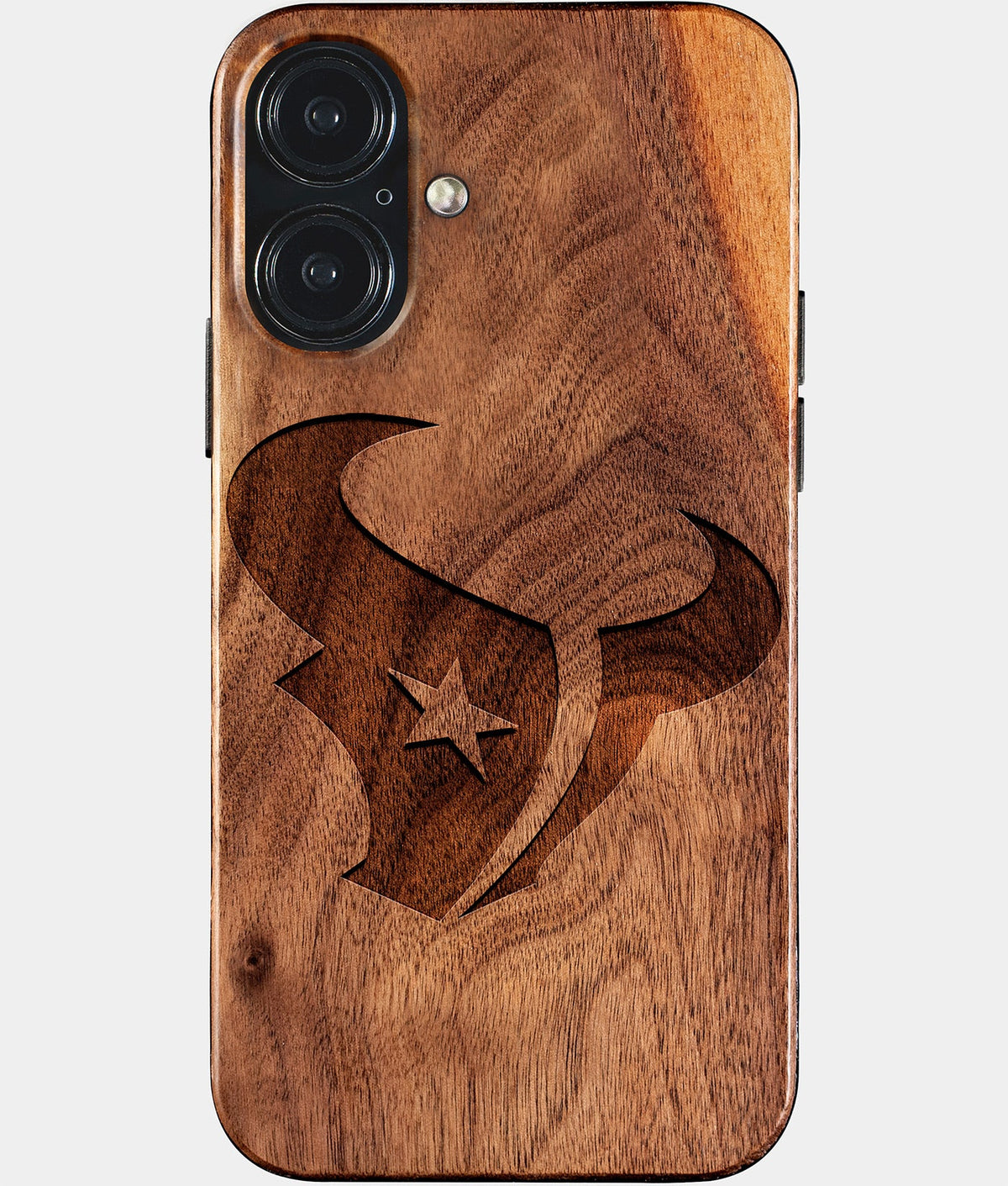 Eco-friendly Houston Texans iPhone 17 Case - Carved Wood Custom Houston Texans Gift For Him - Monogrammed Personalized iPhone 17 Cover By Aldergrove & Oak