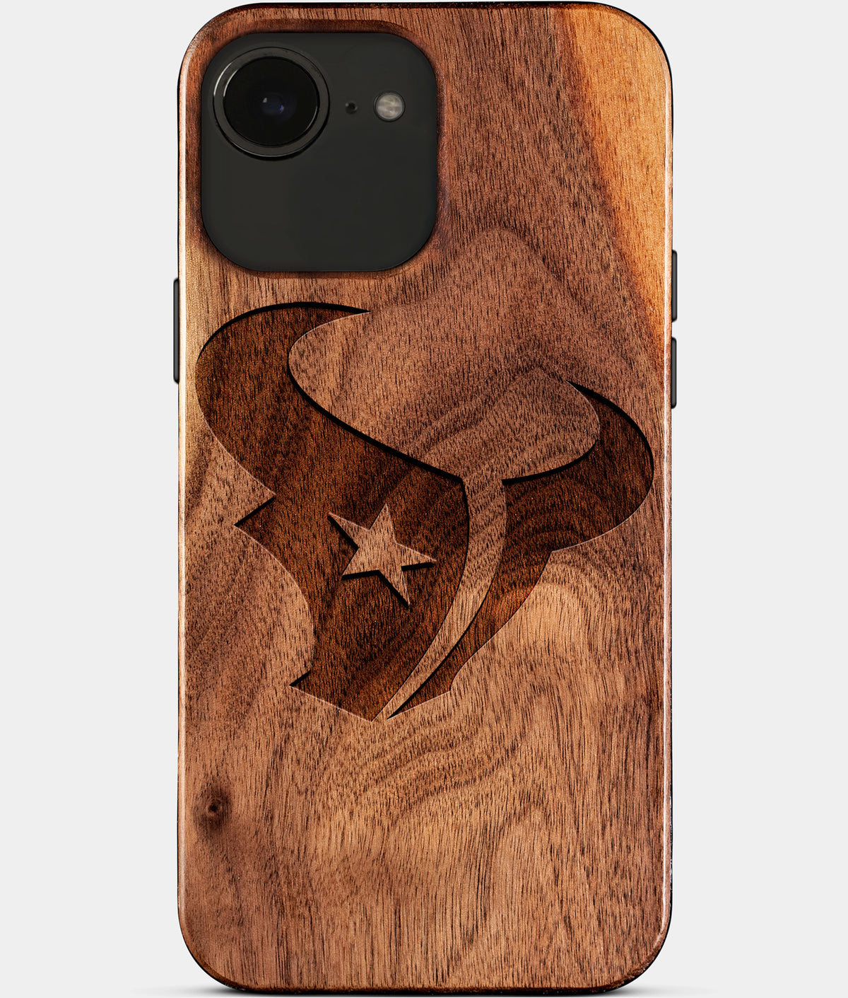 Eco-friendly Houston Texans iPhone 17e Case - Carved Wood Custom Houston Texans Gift For Him - Monogrammed Personalized iPhone 17e Cover By Aldergrove & Oak