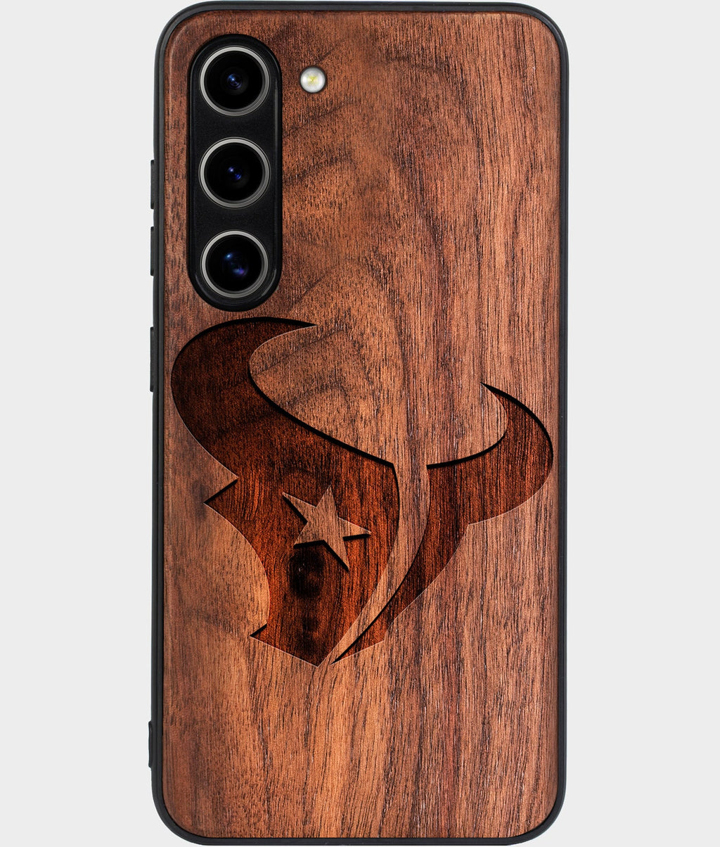 Best Wood Houston Texans Galaxy S26 Case - Custom Engraved Cover - Aldergrove & Oak