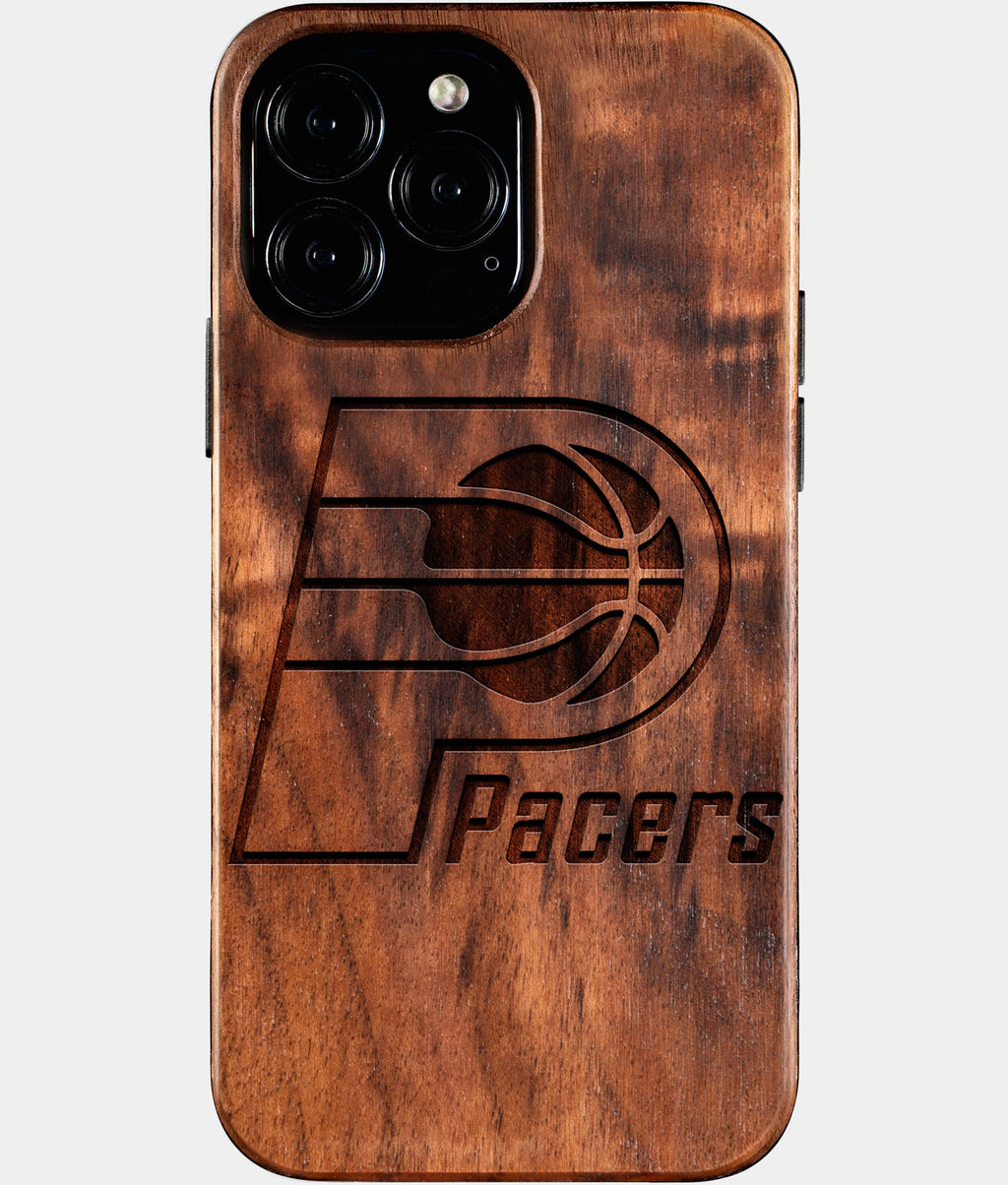 Custom Indiana Pacers iPhone 16/16 Pro/16 Pro Max/16 Plus Case - Wood Pacers Cover - Eco-friendly Indiana Pacers iPhone 16 Case - Carved Wood Custom Indiana Pacers Gift For Him - Monogrammed Personalized iPhone 16 Cover By Aldergrove & Oak