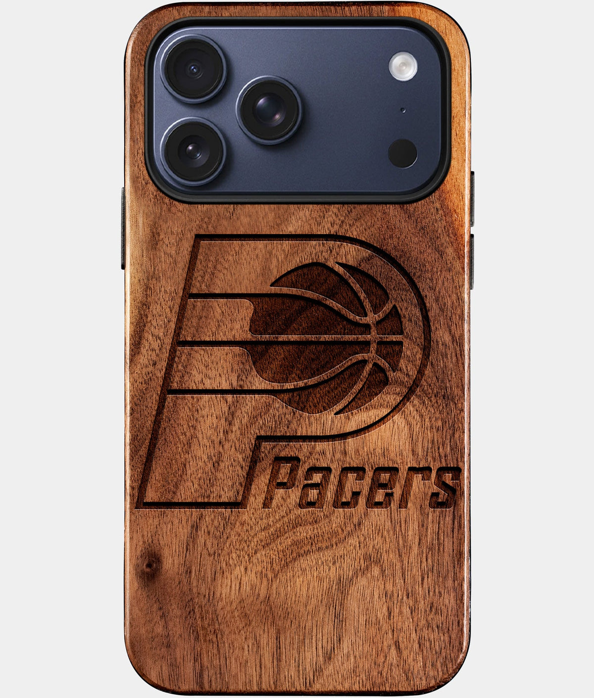 Eco-friendly Indiana Pacers iPhone 17 Pro Case - Carved Wood Custom Indiana Pacers Gift For Him - Monogrammed Personalized iPhone 17 Pro Cover By Aldergrove & Oak