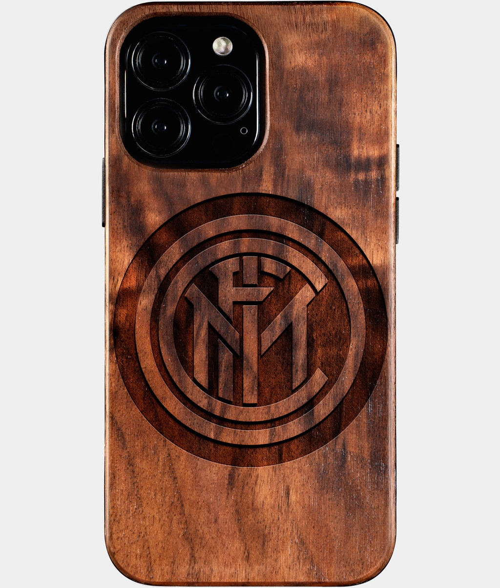 Custom Inter Milan FC iPhone 16/16 Pro/16 Pro Max/16 Plus Case - Wood Inter Milan FC Cover - Eco-friendly Inter Milan FC iPhone 16 Case - Carved Wood Custom Inter Milan FC Gift For Him - Monogrammed Personalized iPhone 16 Cover By Aldergrove & Oak