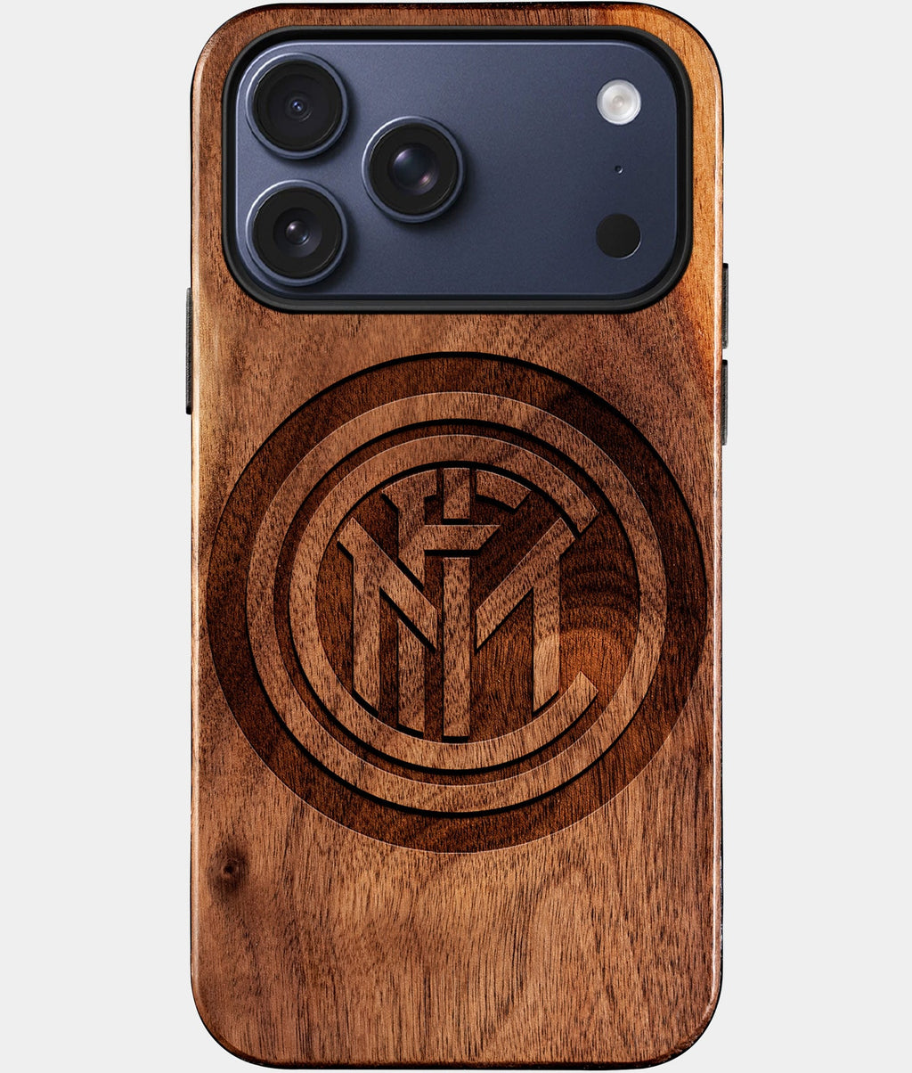 Custom Inter Milan FC iPhone 17/17 Pro/17 Pro Max/17 Air Case - Wood Inter Milan FC Cover - Eco-friendly Inter Milan FC iPhone 17 Case - Carved Wood Custom Inter Milan FC Gift For Him - Monogrammed Personalized iPhone 17 Cover By Aldergrove & Oak
