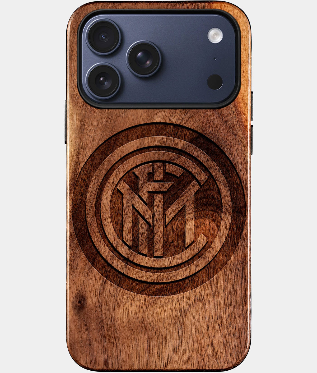 Custom Inter Milan FC iPhone 17/17 Pro/17 Pro Max/17 Air Case - Wood Inter Milan FC Cover - Eco-friendly Inter Milan FC iPhone 17 Case - Carved Wood Custom Inter Milan FC Gift For Him - Monogrammed Personalized iPhone 17 Cover By Aldergrove & Oak