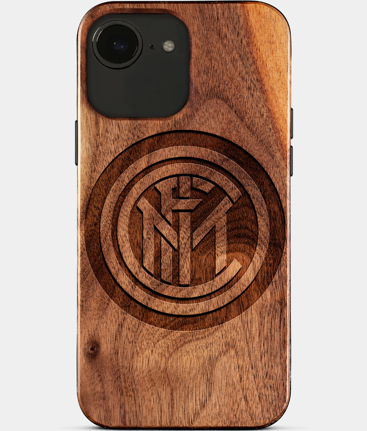 Eco-friendly Inter Milan FC iPhone 17e Case - Carved Wood Custom Inter Milan FC Gift For Him - Monogrammed Personalized iPhone 17e Cover By Aldergrove & Oak
