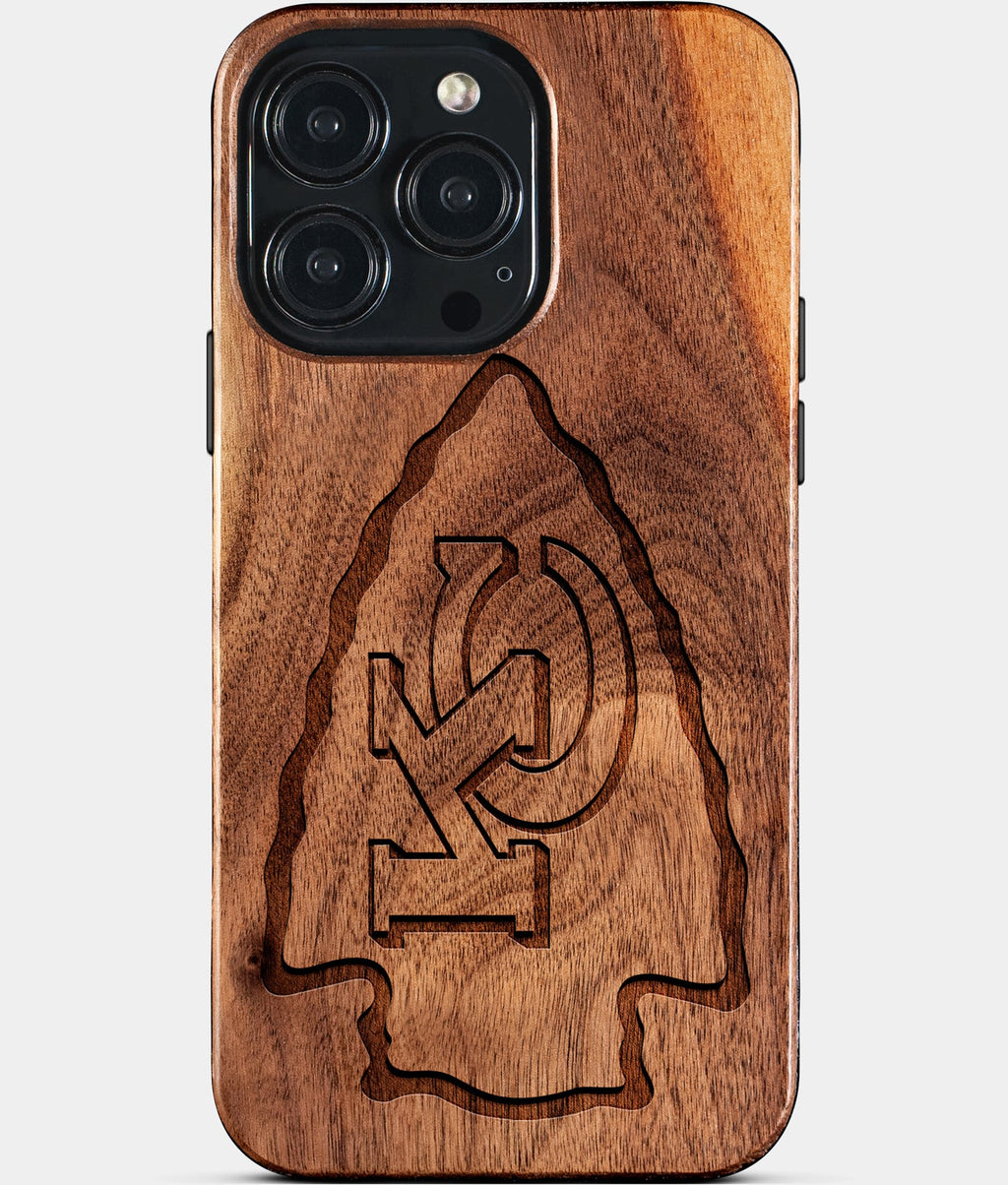 Custom Kansas City Chiefs iPhone 15/15 Pro/15 Pro Max/15 Plus Case - Wood KC Chiefs Cover - Eco-friendly Kansas City Chiefs iPhone 15 Case - Carved Wood Custom Kansas City Chiefs Gift For Him - Monogrammed Personalized iPhone 15 Cover By Aldergrove & Oak