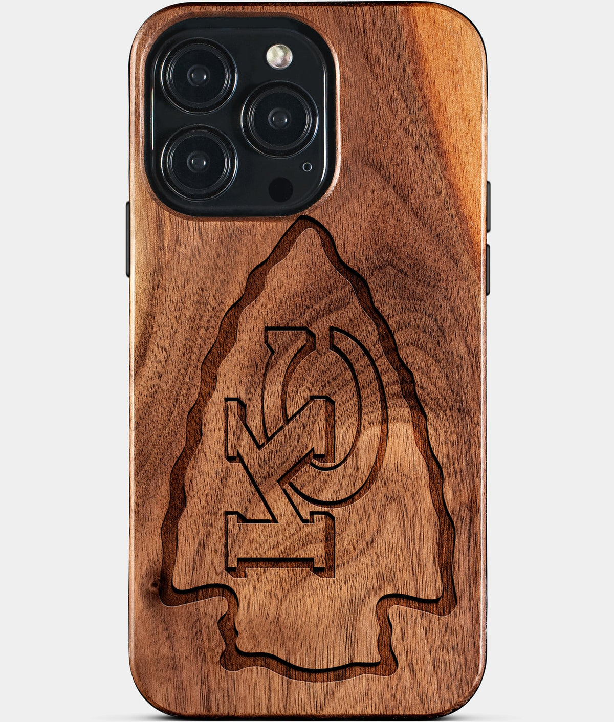 Custom Kansas City Chiefs iPhone 15/15 Pro/15 Pro Max/15 Plus Case - Wood KC Chiefs Cover - Eco-friendly Kansas City Chiefs iPhone 15 Case - Carved Wood Custom Kansas City Chiefs Gift For Him - Monogrammed Personalized iPhone 15 Cover By Aldergrove & Oak
