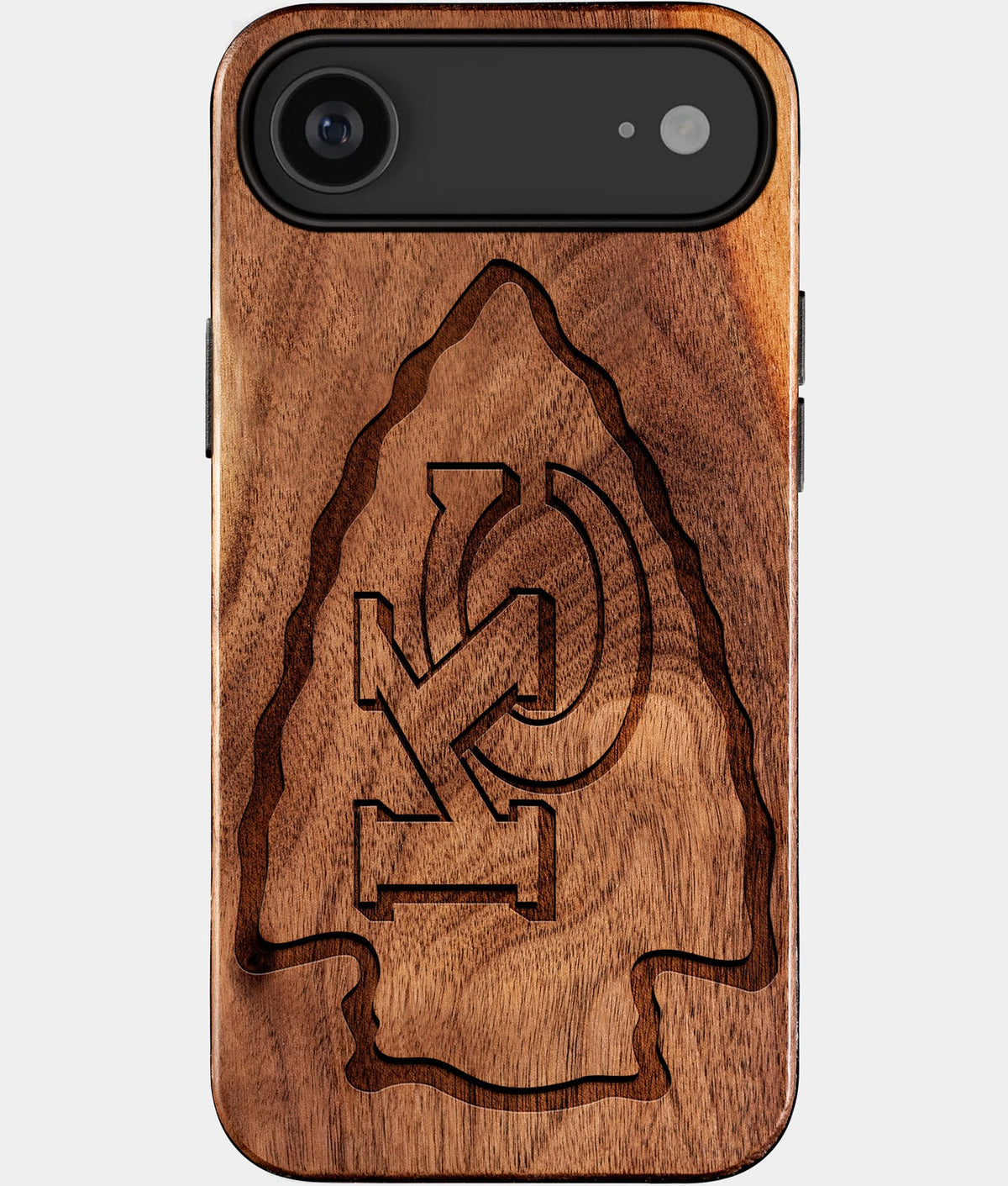 Eco-friendly Kansas City Chiefs iPhone 17 Air Case - Carved Wood Custom Kansas City Chiefs Gift For Him - Monogrammed Personalized iPhone 17 Air Cover By Aldergrove & Oak