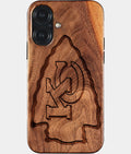 Eco-friendly Kansas City Chiefs iPhone 17 Case - Carved Wood Custom Kansas City Chiefs Gift For Him - Monogrammed Personalized iPhone 17 Cover By Aldergrove & Oak
