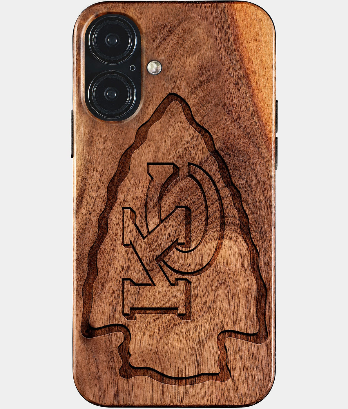 Eco-friendly Kansas City Chiefs iPhone 17 Case - Carved Wood Custom Kansas City Chiefs Gift For Him - Monogrammed Personalized iPhone 17 Cover By Aldergrove & Oak