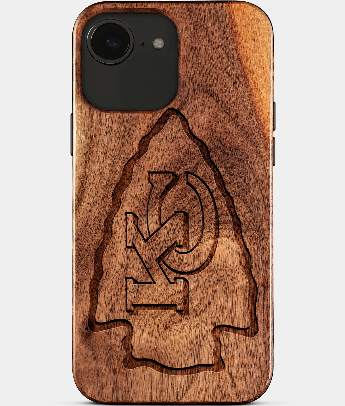 Eco-friendly Kansas City Chiefs iPhone 17e Case - Carved Wood Custom Kansas City Chiefs Gift For Him - Monogrammed Personalized iPhone 17e Cover By Aldergrove & Oak
