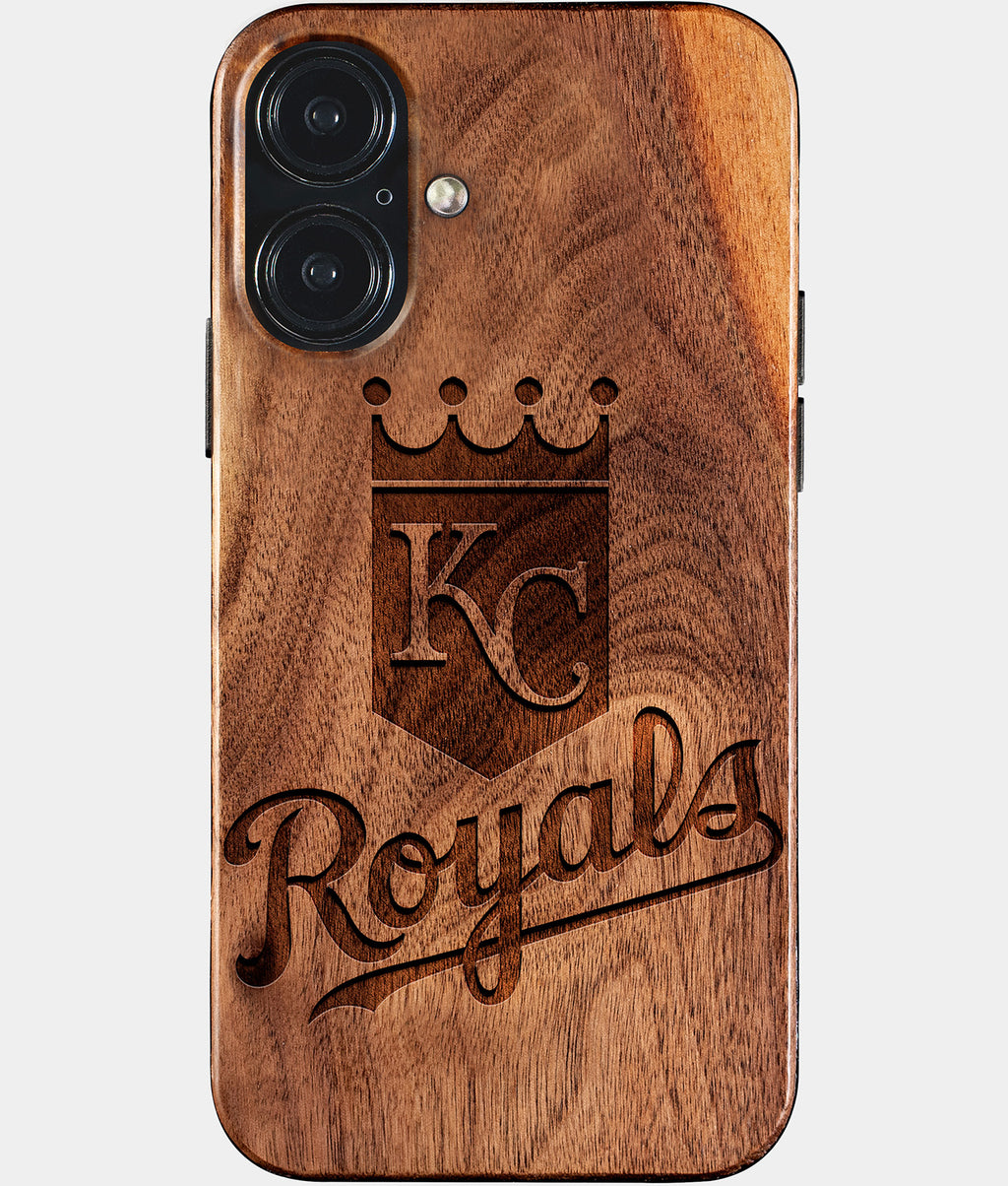 Eco-friendly Kansas City Royals iPhone 17 Case - Carved Wood Custom Kansas City Royals Gift For Him - Monogrammed Personalized iPhone 17 Cover By Aldergrove & Oak