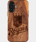 Eco-friendly Kansas City Royals iPhone 17 Case - Carved Wood Custom Kansas City Royals Gift For Him - Monogrammed Personalized iPhone 17 Cover By Aldergrove & Oak