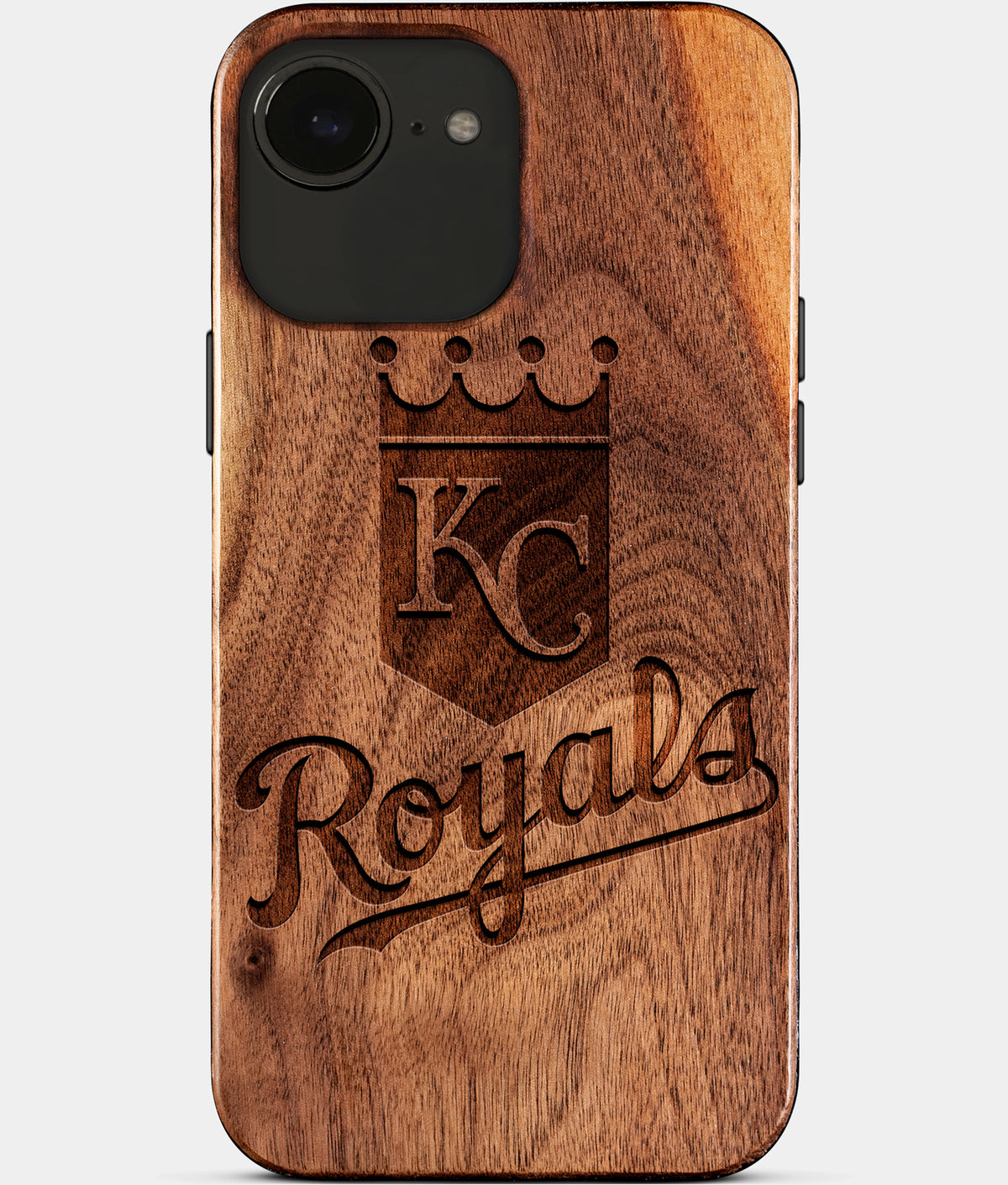 Eco-friendly Kansas City Royals iPhone 17e Case - Carved Wood Custom Kansas City Royals Gift For Him - Monogrammed Personalized iPhone 17e Cover By Aldergrove & Oak