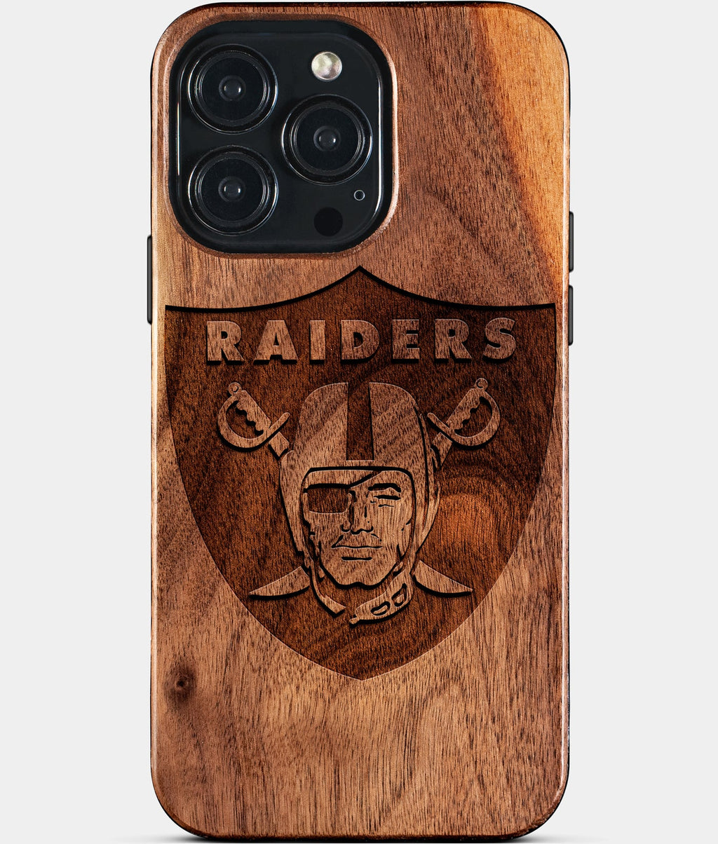 Custom Las Vegas Raiders iPhone 15/15 Pro/15 Pro Max/15 Plus Case - Wood Las Vegas Raiders Cover - Eco-friendly Las Vegas Raiders iPhone 15 Case - Carved Wood Custom Las Vegas Raiders Gift For Him - Monogrammed Personalized iPhone 15 Cover By Aldergrove & Oak