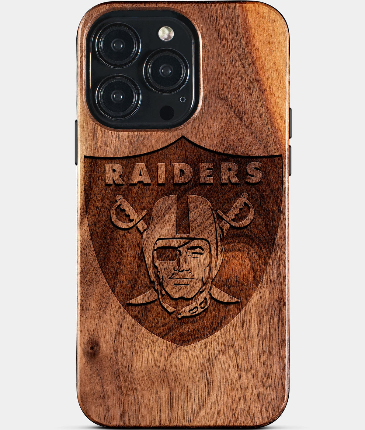 Custom Las Vegas Raiders iPhone 15/15 Pro/15 Pro Max/15 Plus Case - Wood Las Vegas Raiders Cover - Eco-friendly Las Vegas Raiders iPhone 15 Case - Carved Wood Custom Las Vegas Raiders Gift For Him - Monogrammed Personalized iPhone 15 Cover By Aldergrove & Oak