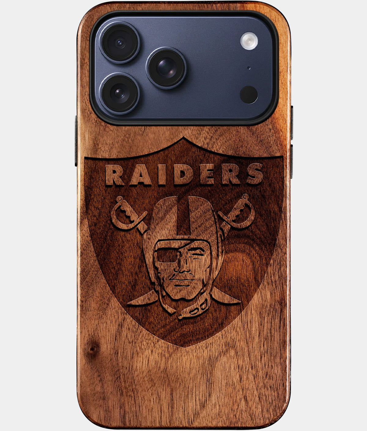 Custom Las Vegas Raiders iPhone 17/17 Pro/17 Pro Max/17 Air Case - Wood Las Vegas Raiders Cover - Eco-friendly Las Vegas Raiders iPhone 17 Case - Carved Wood Custom Las Vegas Raiders Gift For Him - Monogrammed Personalized iPhone 17 Cover By Aldergrove & Oak