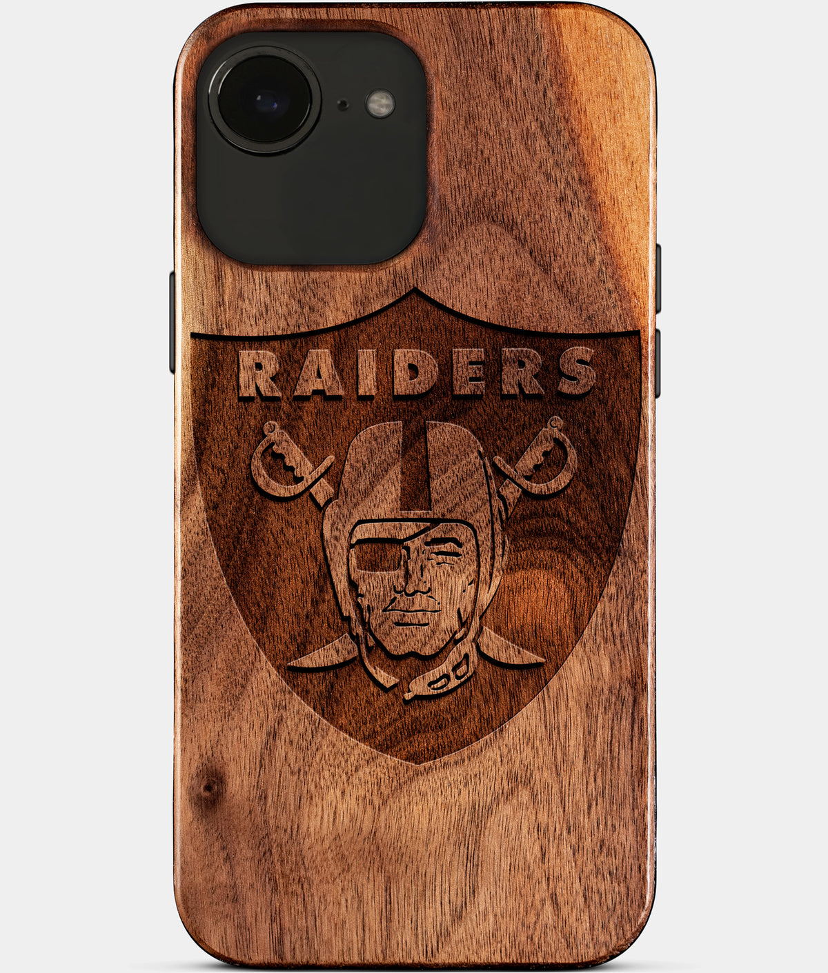Custom Las Vegas Raiders iPhone 17e Case - Carved Wood Raiders Cover - Eco-friendly Las Vegas Raiders iPhone 17e Case - Custom Las Vegas Raiders Gift For Him - Monogrammed Personalized iPhone 17e Cover By Aldergrove & Oak